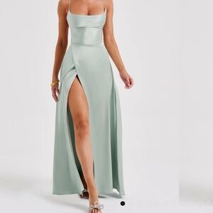 chinese dress ladies Marseille Embossed Maxi Dress — Dark Green